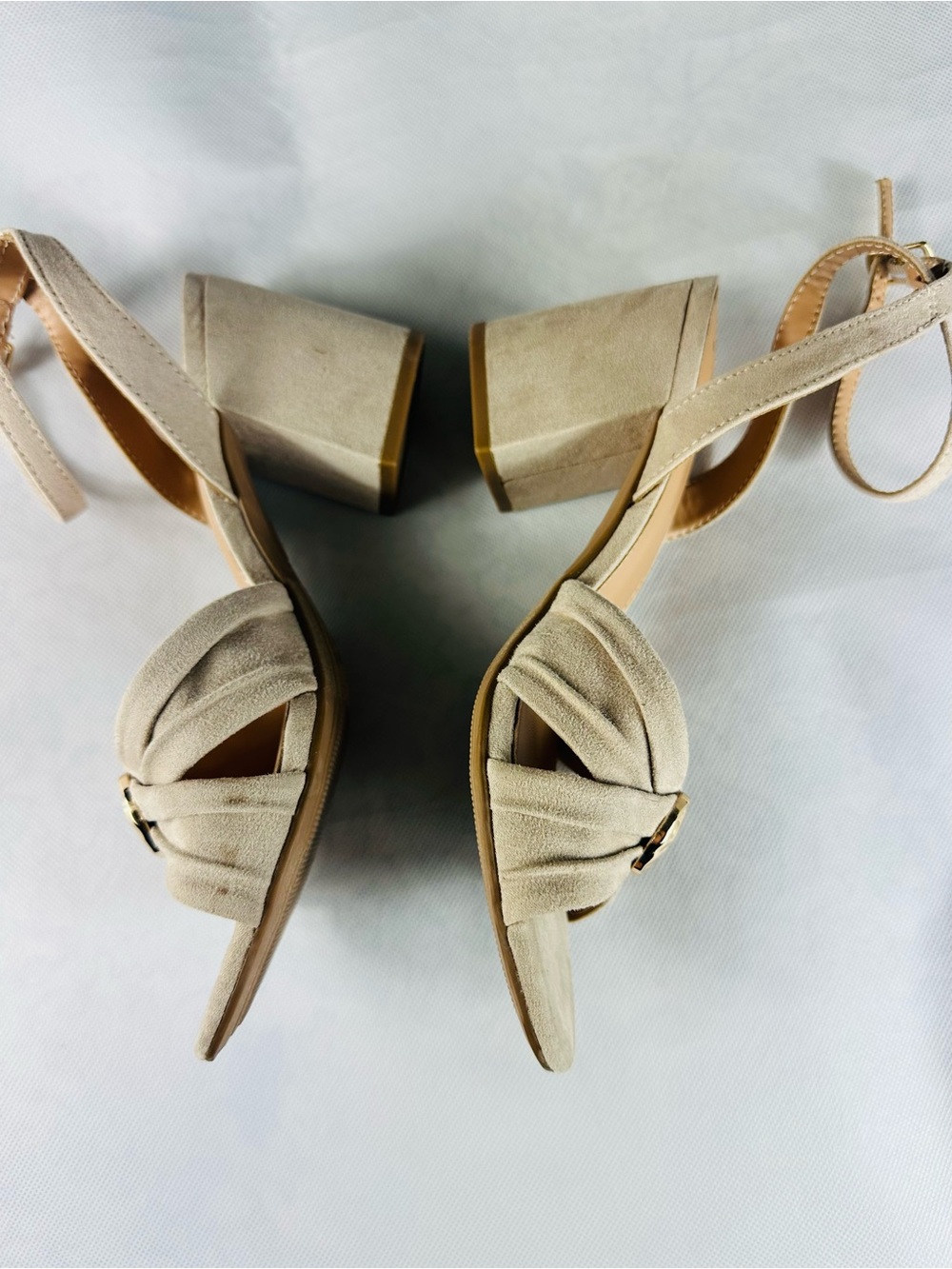 a new day Beige Knotted Ankle-Strap Heels with Decorative Button - Picture 8 of 8